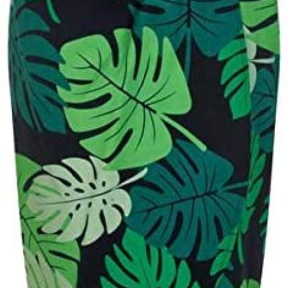 Large NWT Collectif Retro Tropical Tiki Holiday Monstera Pencil Skirt - Picture 2 of 6